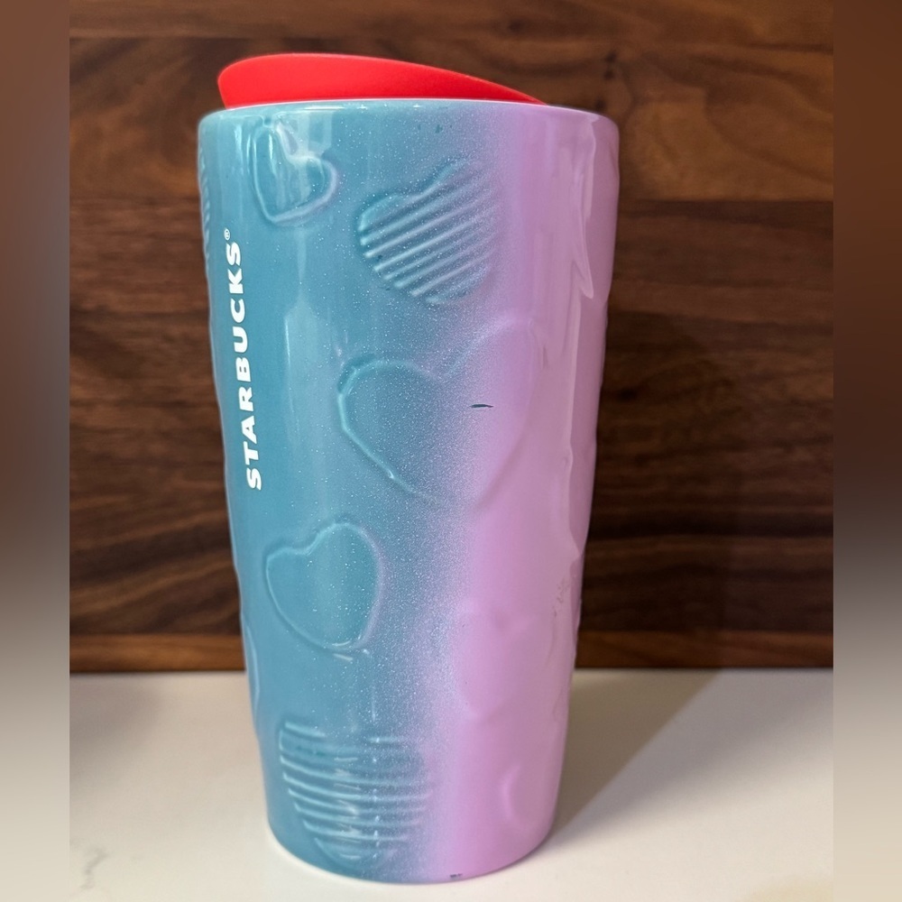 Starbucks 2023 Valentine Ombre Heart Tumbler 12oz Pink Blue Mug